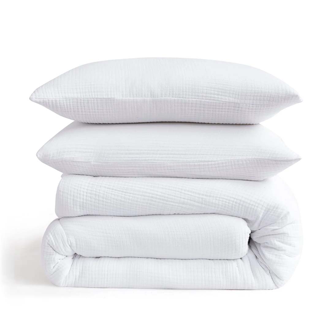 Cotton Voile Comforter Set from Hiend Accents in Queen White Cotton / Natural Fiber Blend - Alternate angle