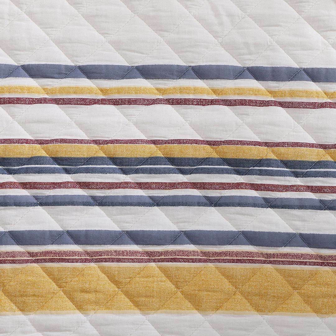 Mystic Stripe Cotton Gauze Quilt Set from Hiend Accents in Queen Red Cotton / Natural Fiber Blend - Additional view 5