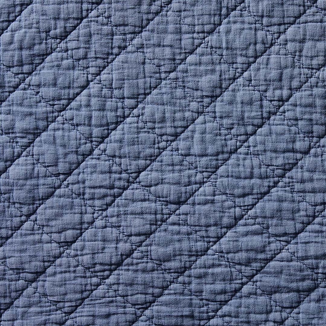 Stonewashed Cotton Gauze Quilt Set from Hiend Accents in Queen Blue Cotton / Natural Fiber Blend - Additional view 4