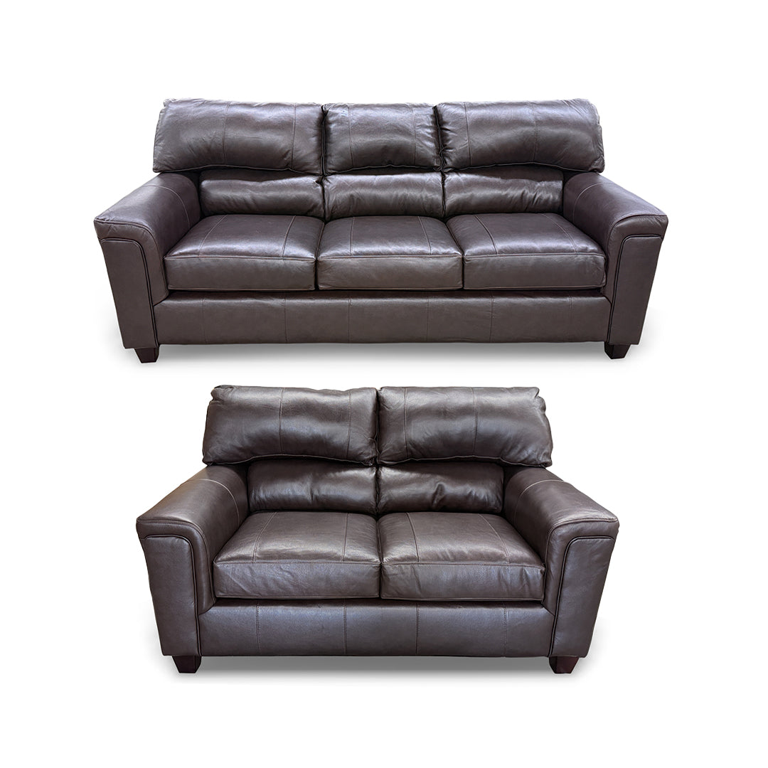 Sofá y loveseat de cuero Lacey
