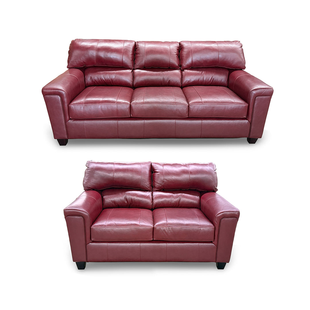 Sofá y loveseat de cuero Lacey
