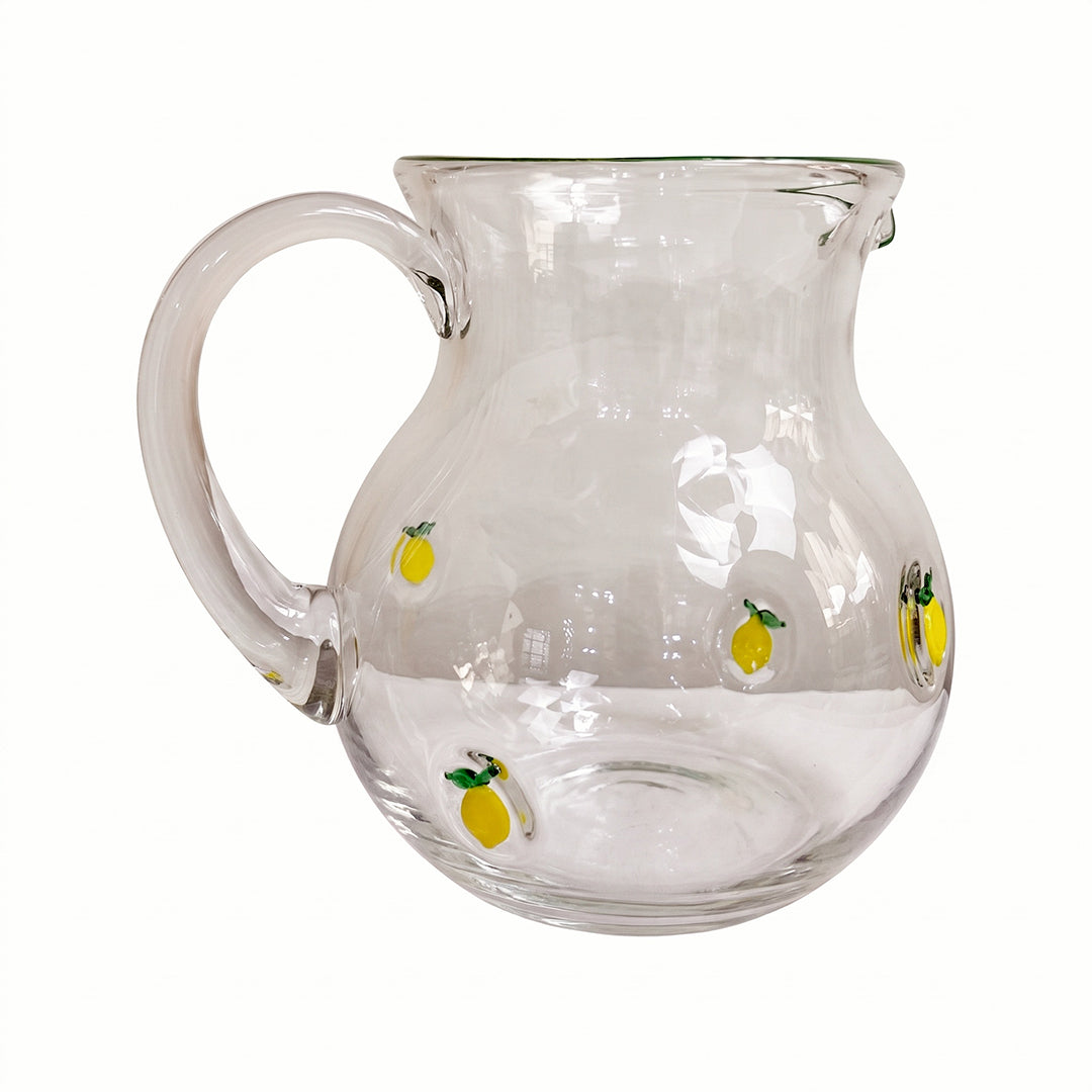 Lemon Bubble Glass Pitcher from P D Home & Garden in Yellow - Detail view