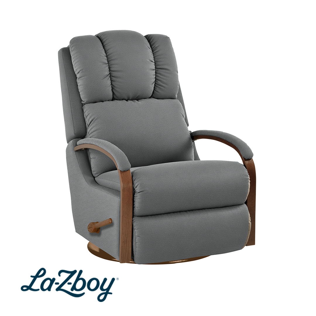 Harbor Town Swivel Glider Recliner from La-Z-Boy Incorporated in Blue with Manual Recline, Swivel Recliner, Made in USA