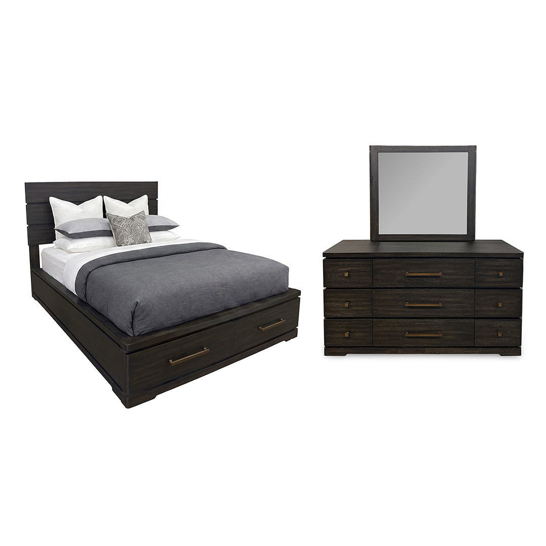 Pacific Heights Storage Bedroom Group from Napa Furniture Designs in Queen Black Solid Wood with Soft Close