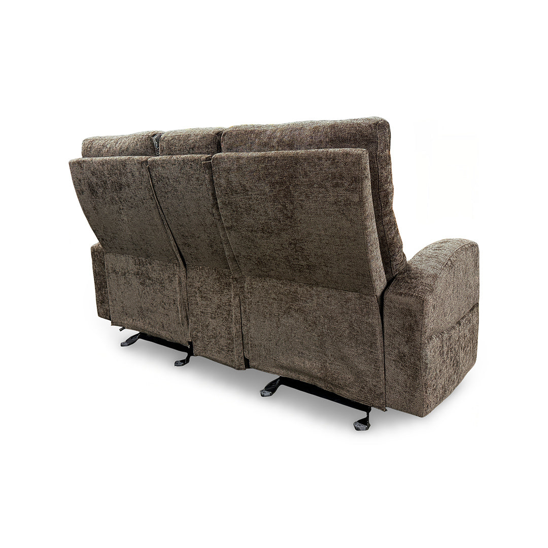 Pontenza Power Reclining Glider Loveseat with Console from Washington in Polyester with Power Recline, USB Port - Brown finish