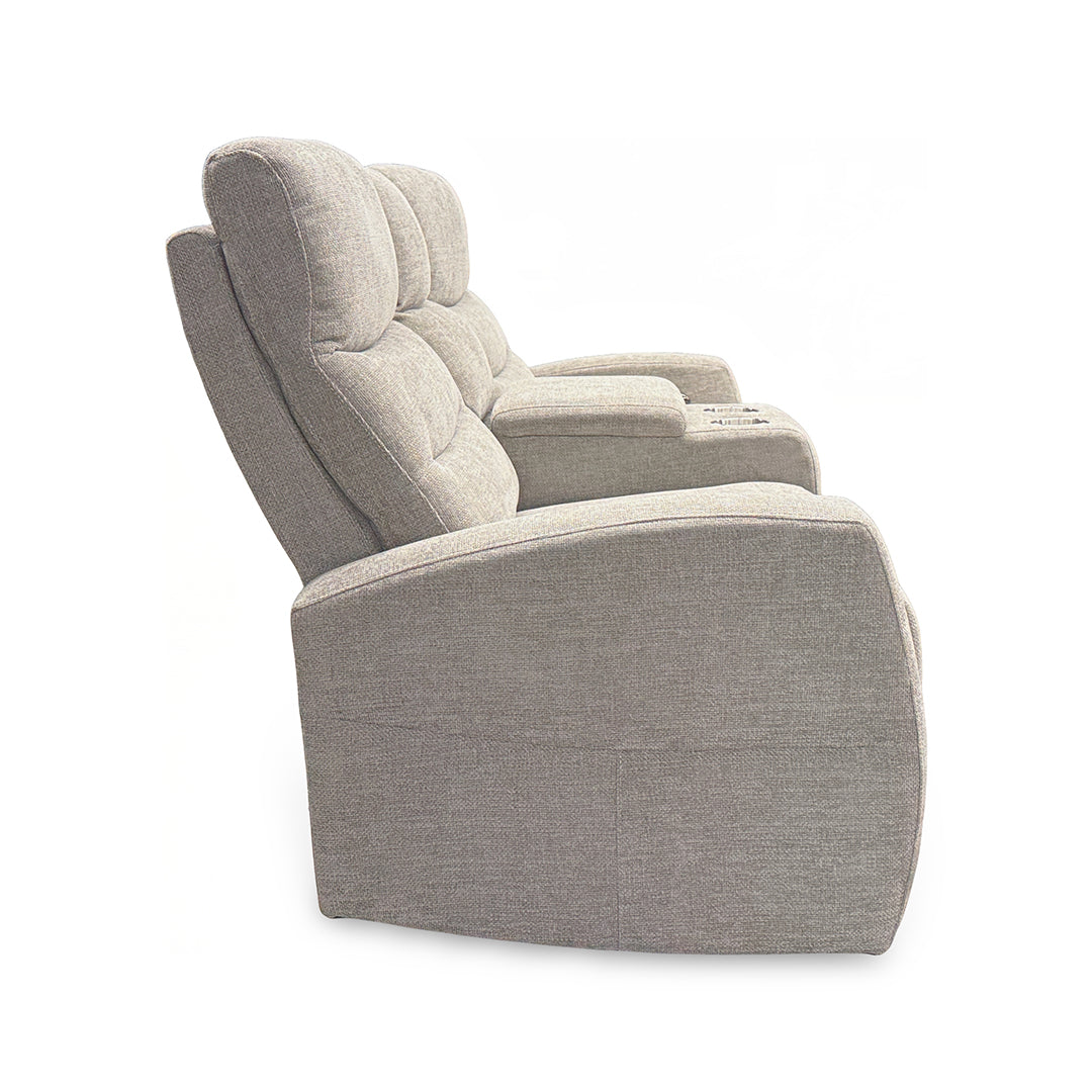 Pontenza Power Reclining Glider Loveseat with Console from Washington in Polyester with Power Recline, USB Port - Beige finish