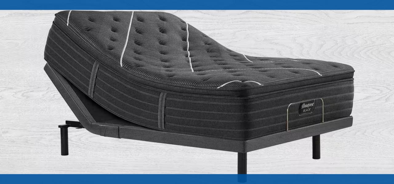 Adjustable mattress with a modern design in a raised position.