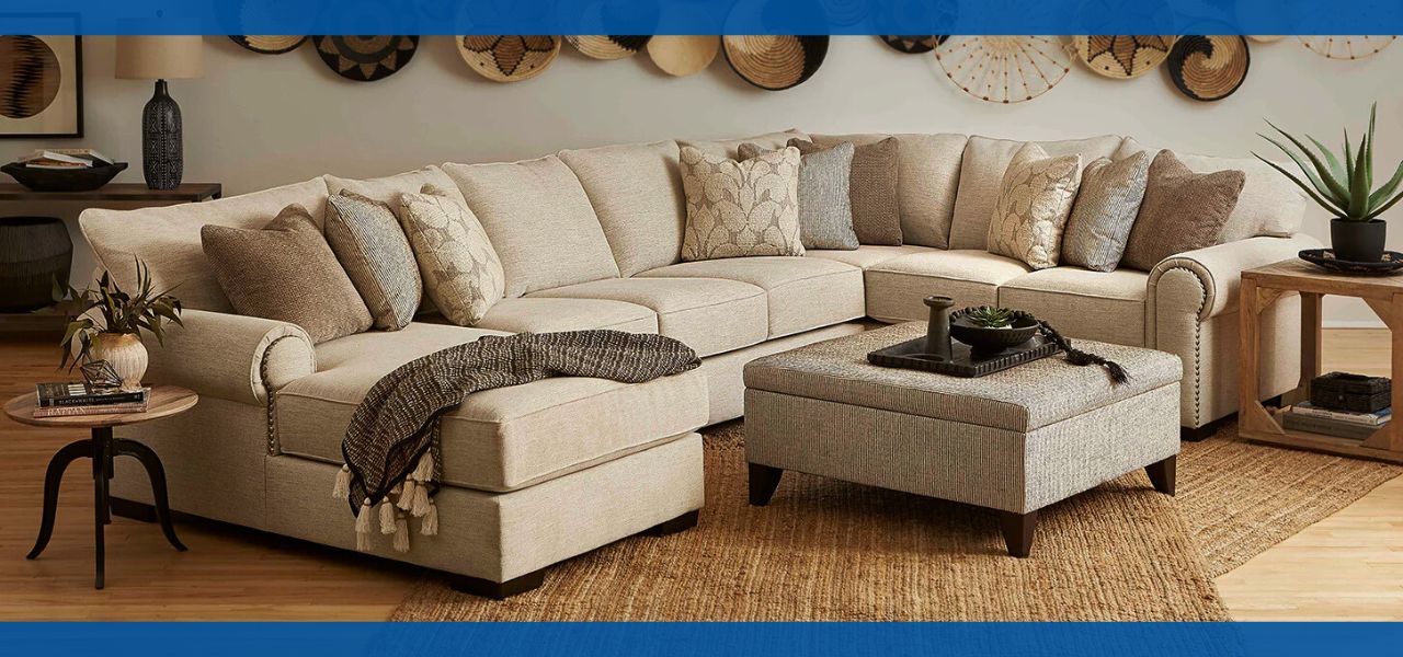 a large scale michael nicholas sectional with chaise