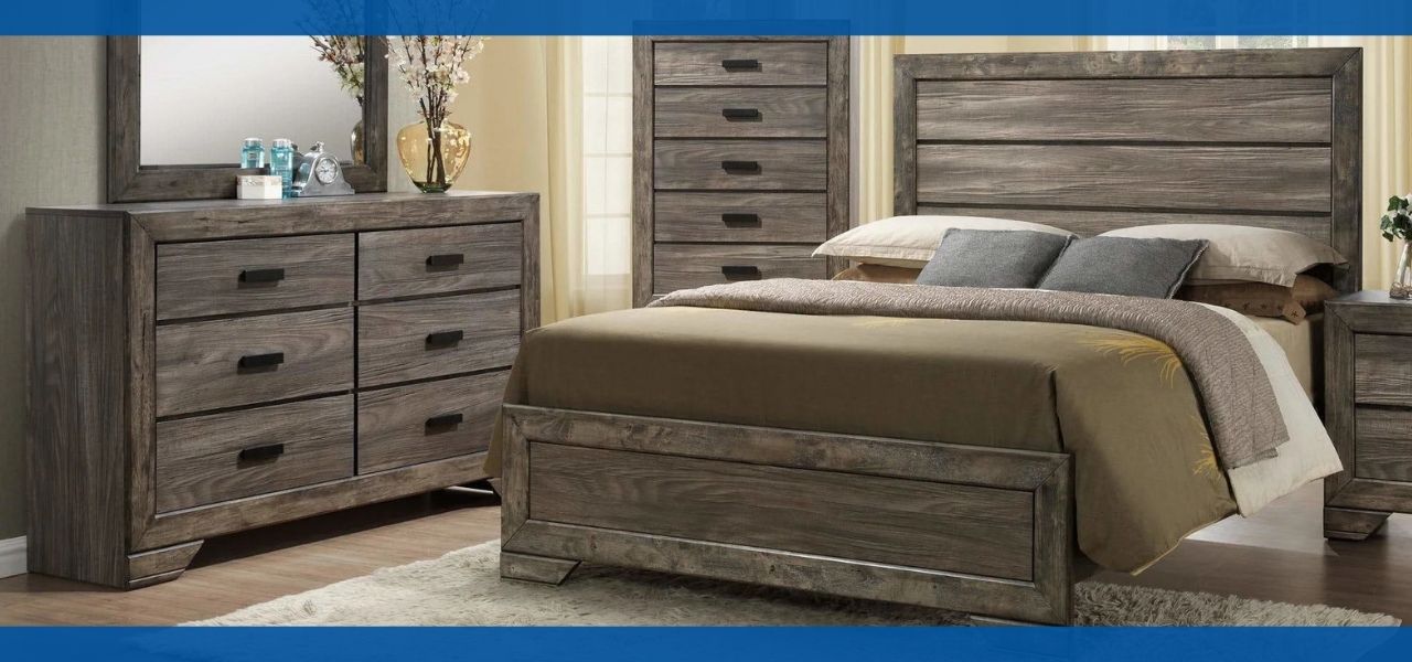 Nathan Bedroom furniture set featuring a bed, dresser, and nightstand.