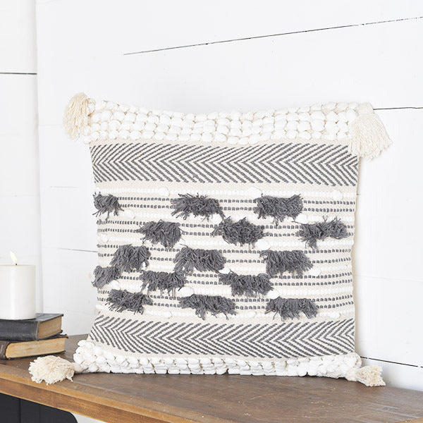 Gray and White Pattern Pillow