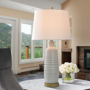 White Wash Table Lamp with USB