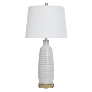 White Wash Table Lamp with USB