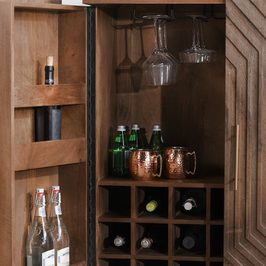 Holmes Mango Wood Artisan Bar Cabinet