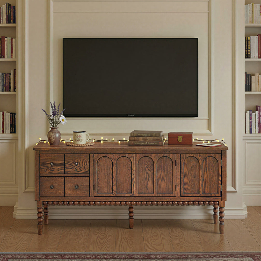 Mabel Console from Sandberg Furniture in Veneer with Wire Management - Detail view