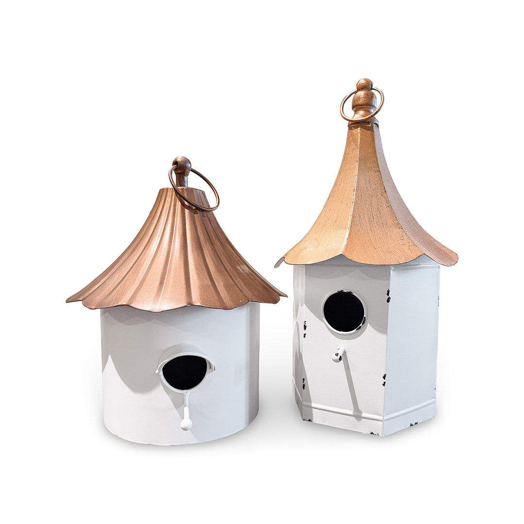 Copper &amp; White Birdhouse