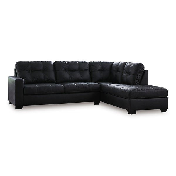 Barlin Mills sectional with right chaise by Signature Design by Ashley in grey on a white background