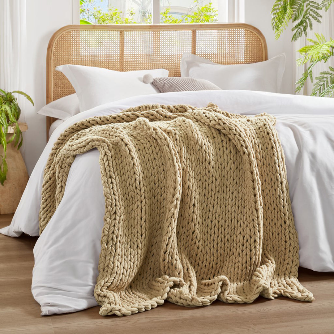 Chunky Knit Handmade Throw Blanket