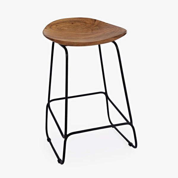 Globally inspired bar stool with natural materials