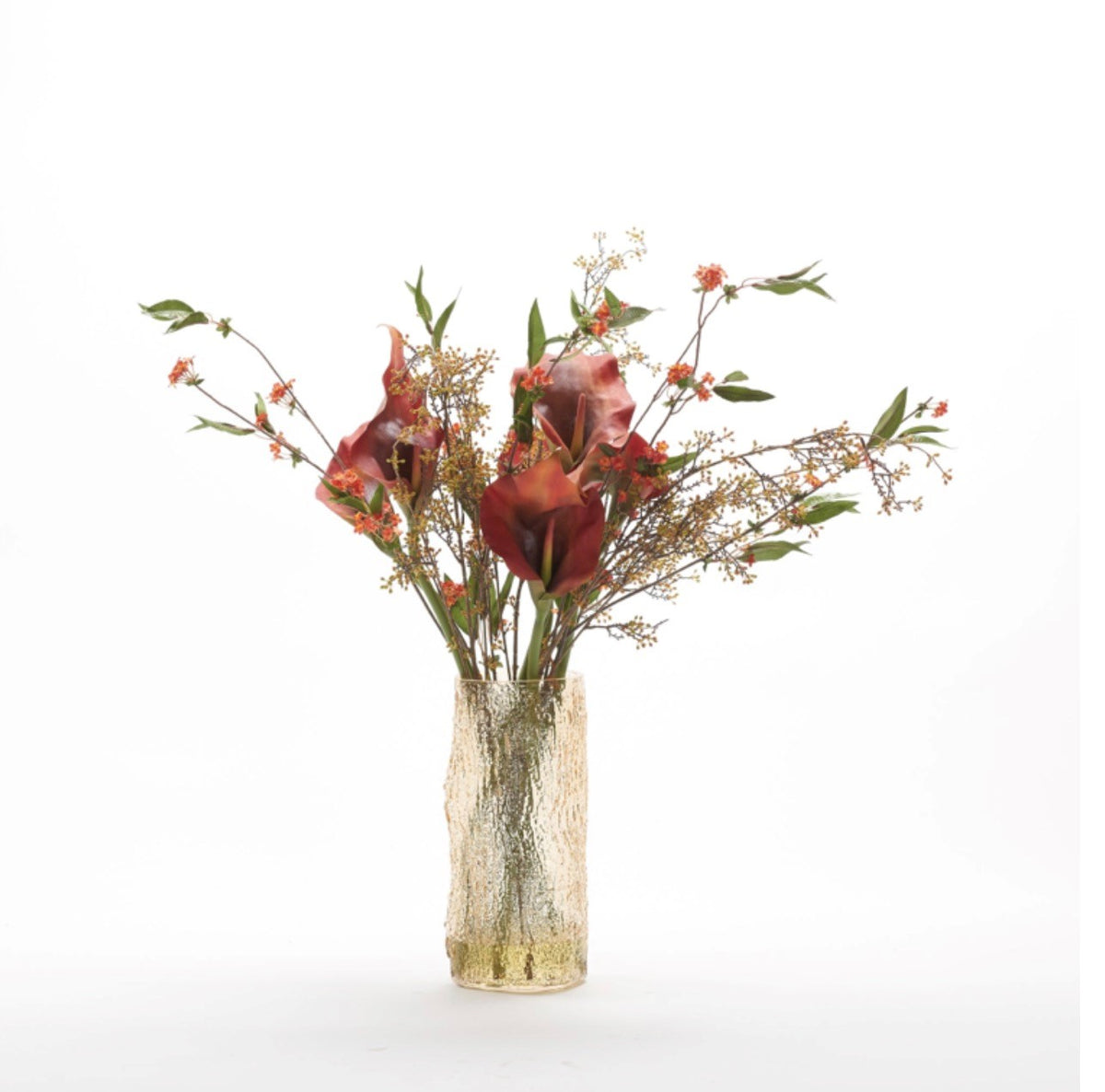 Red Calla Lily in Glass Vase