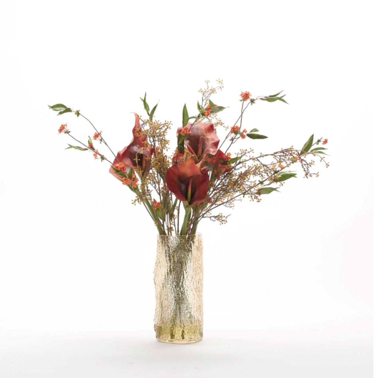 Red Calla Lily in Glass Vase