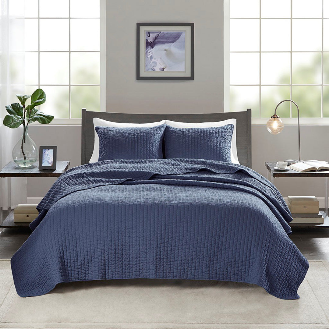 Keaton Navy Coverlet Set