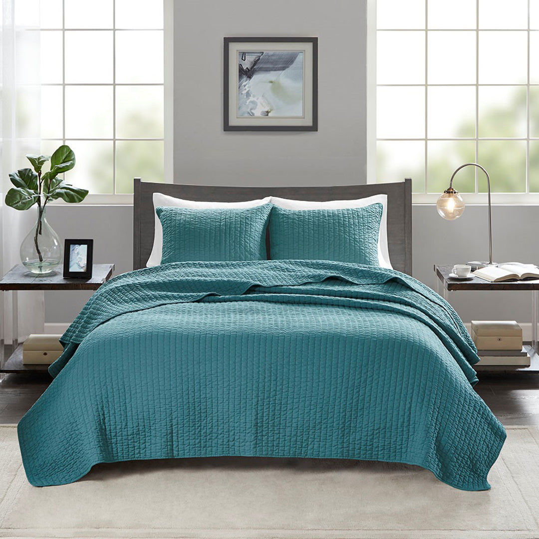 Keaton Teal Coverlet Set