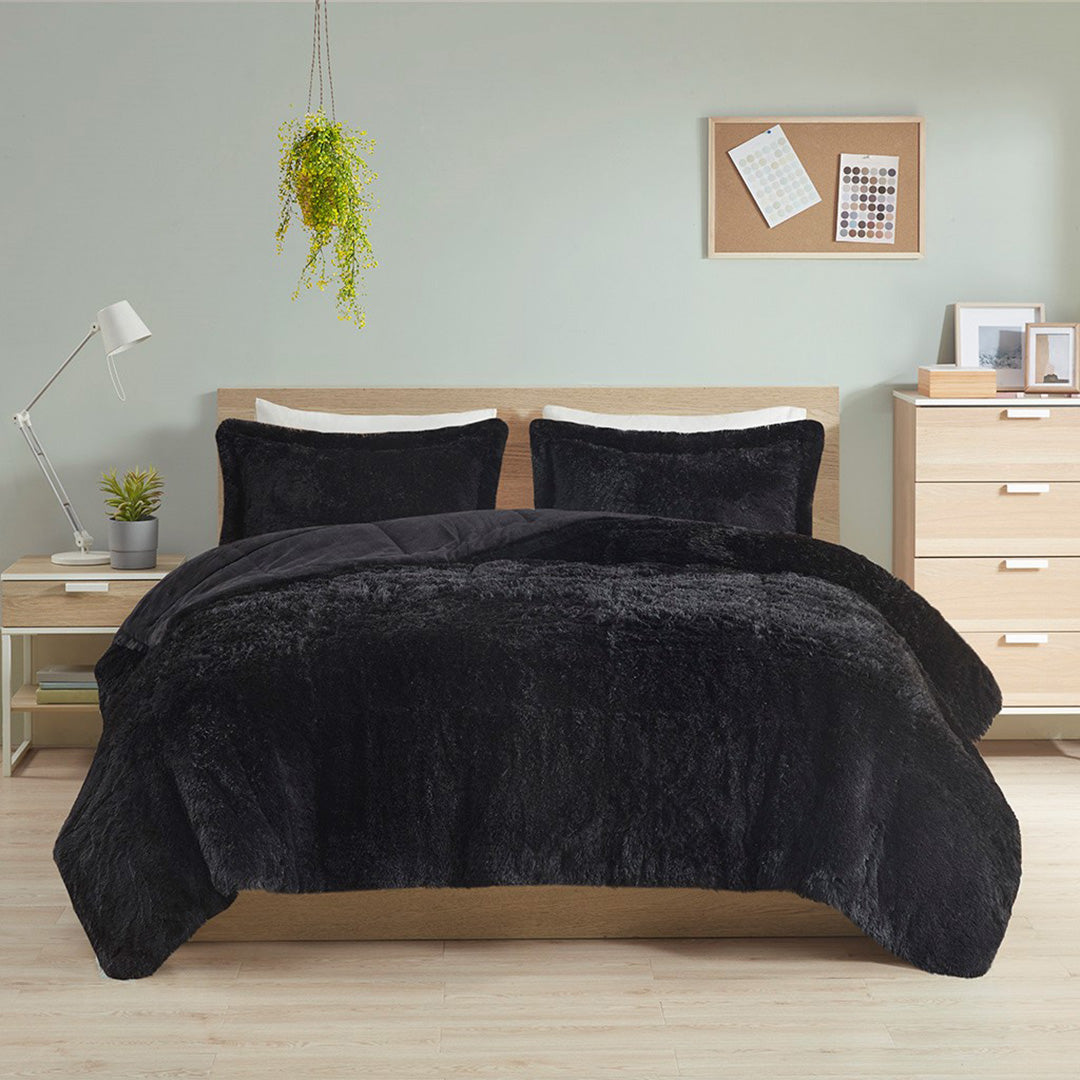Malea Shaggy Long Fur Comforter Mini Set