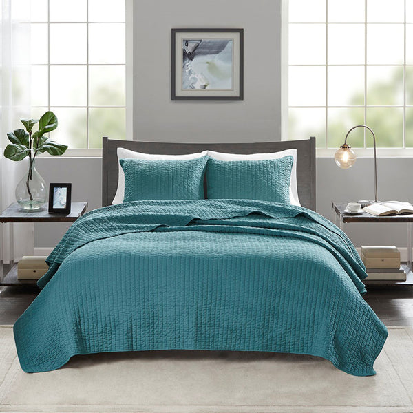 Keaton Teal Coverlet Set