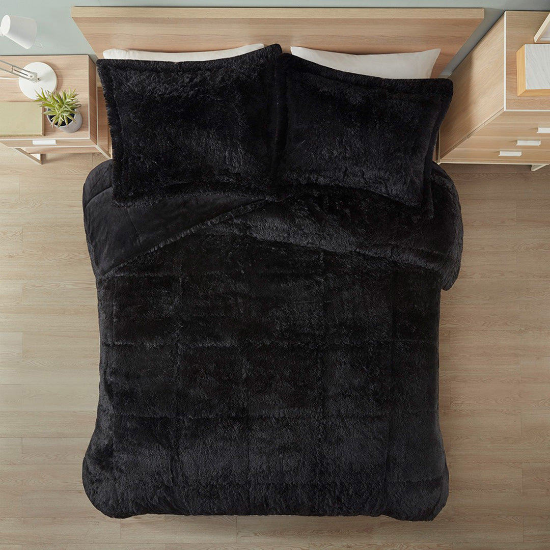 Malea Shaggy Long Fur Comforter Mini Set