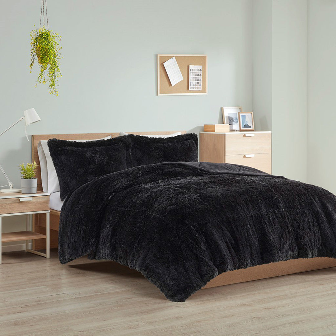 Malea Shaggy Long Fur Comforter Mini Set