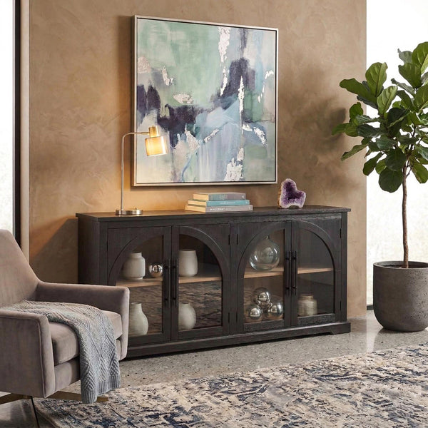 Elena Four Door Cabinet from Sunny Designs, Inc. in Black Solid Wood - Lifestyle view