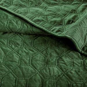 Harper Faux Velvet Reversible Coverlet Set - Green