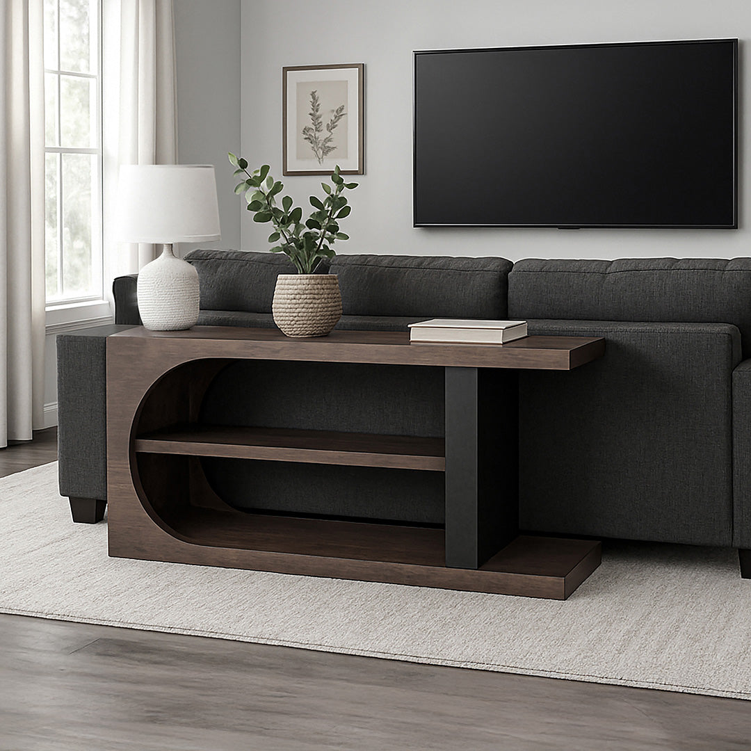 Malibu Sofa Table from Sunny Designs, Inc. in Brown Veneer - Alternate angle
