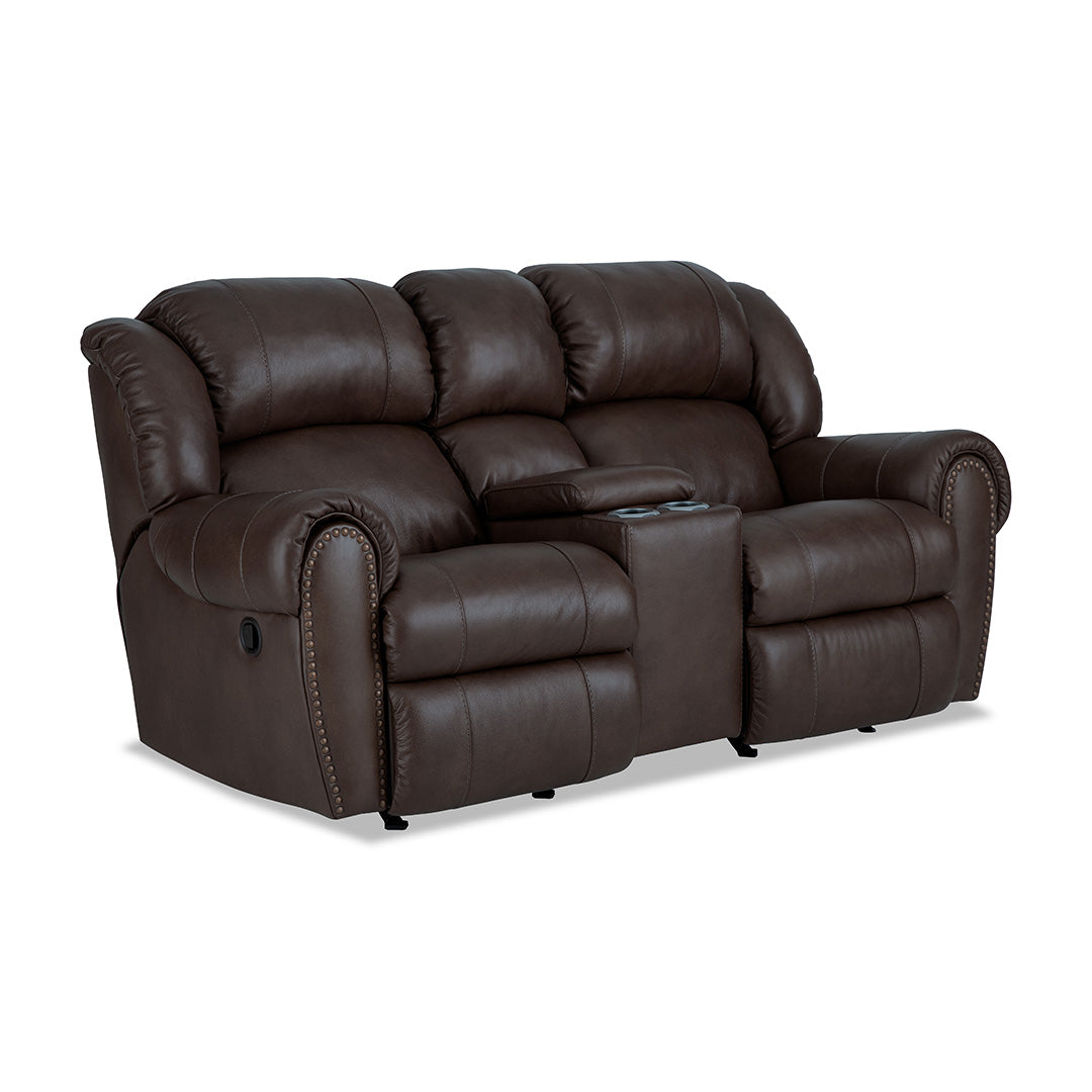 Franklin Leather Power Reclining Loveseat with Console