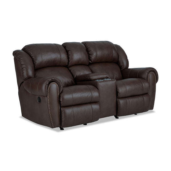 Franklin Leather Rocker Reclining Loveseat with Console