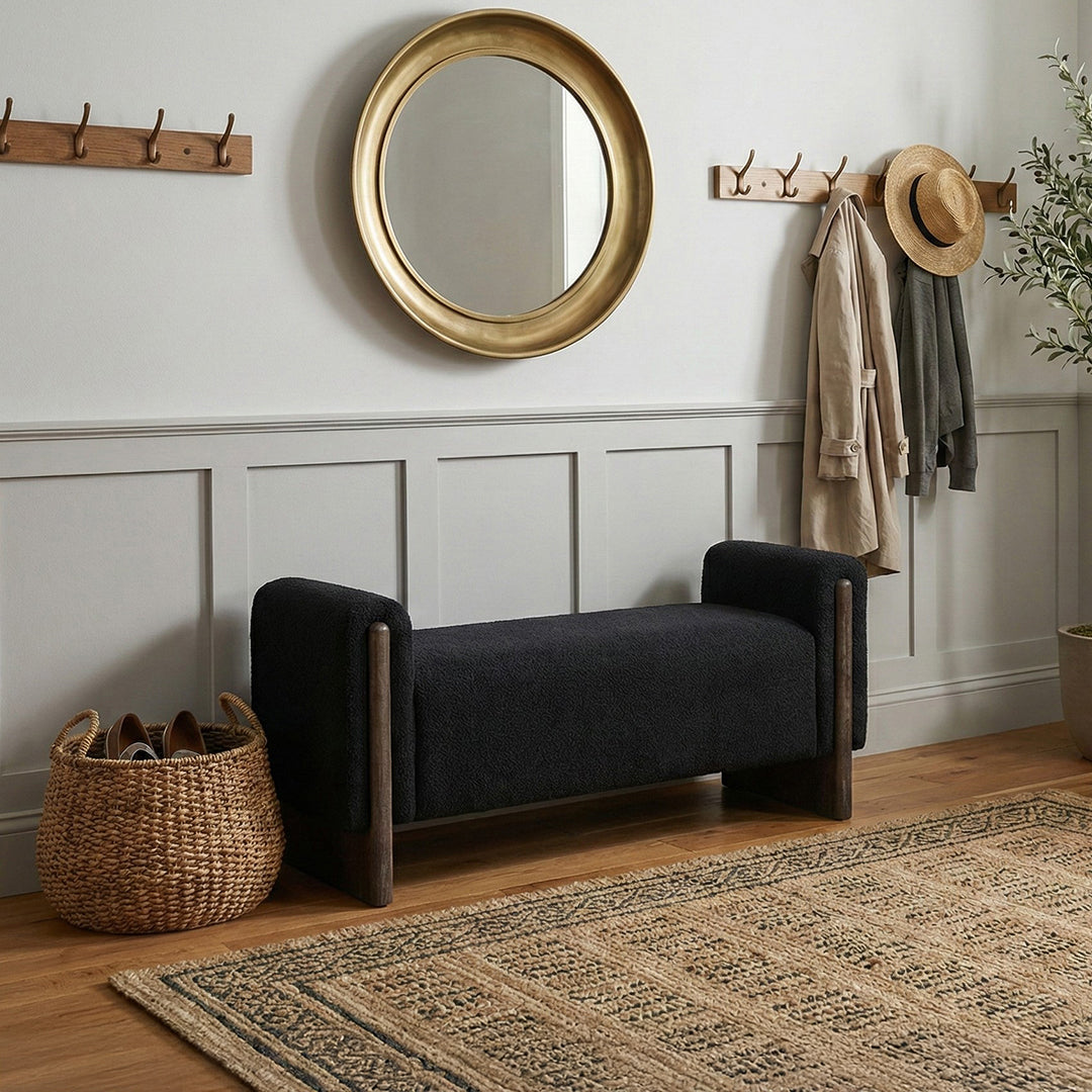 Malibu Upholstered Accent Bench from Sunny Designs, Inc. in Black - Lifestyle view