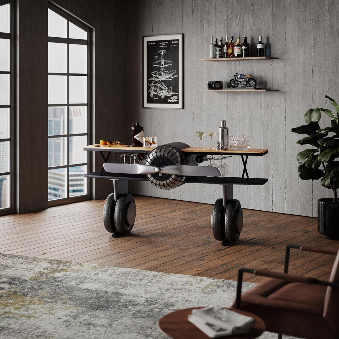 Vintage Bi-Plane Console Bar