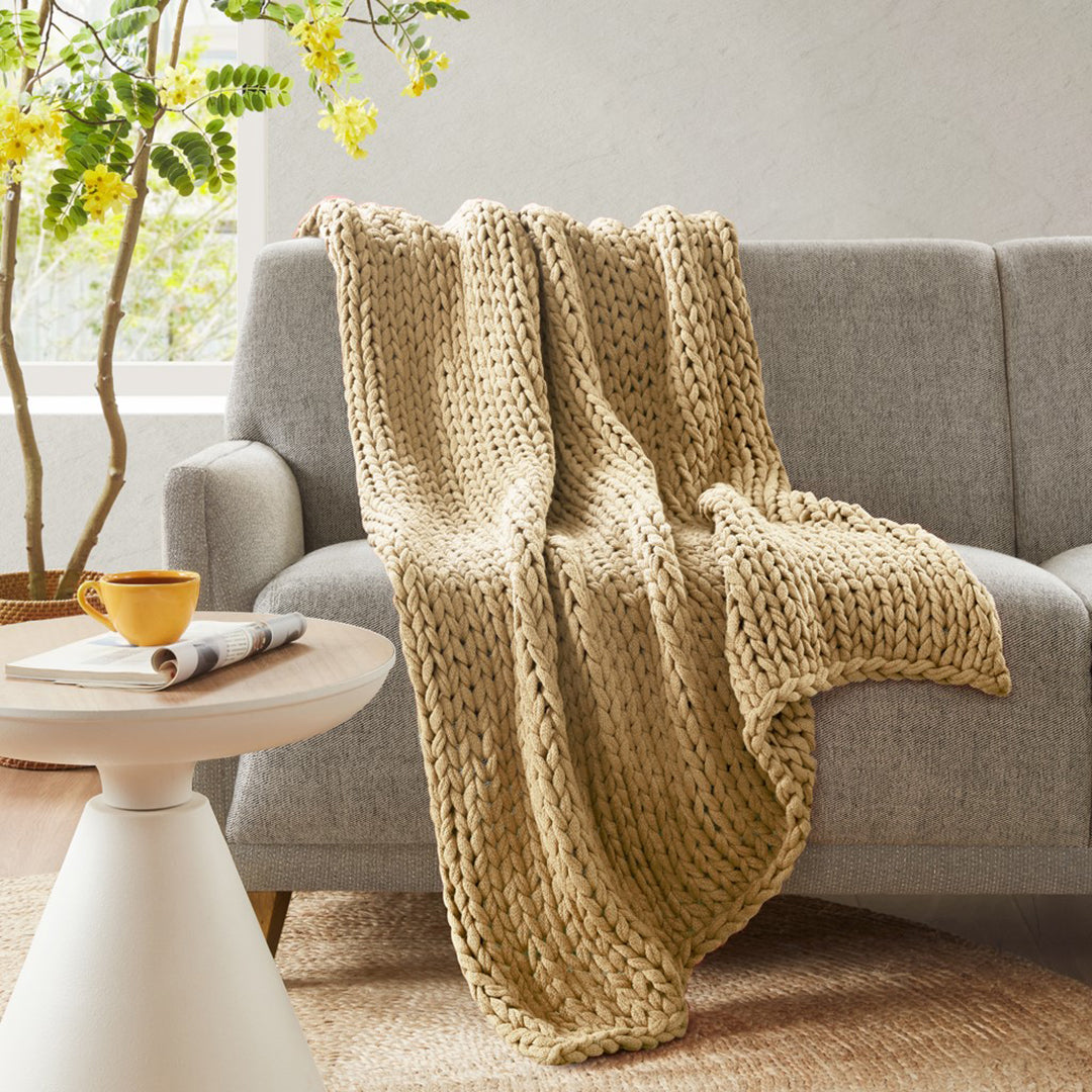 Chunky Knit Handmade Throw Blanket