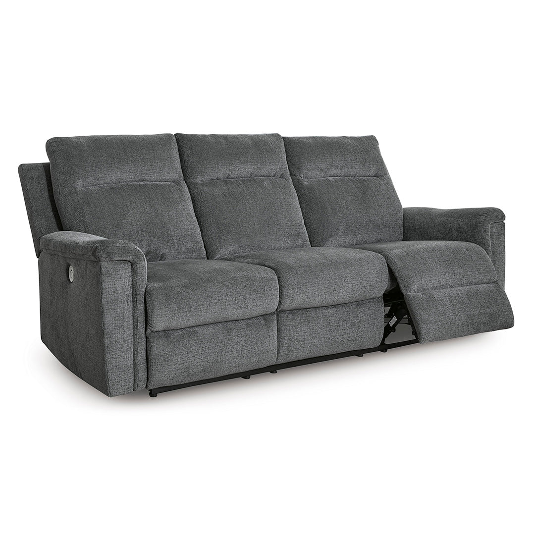 Barnsana Power Reclining Sofa and Recliner from Signature Design by Ashley in Gray with Power Recline, USB Port - Angle view