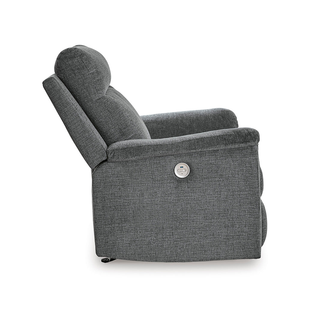 Barnsana Power Reclining Sofa and Recliner from Signature Design by Ashley in Gray - Side view