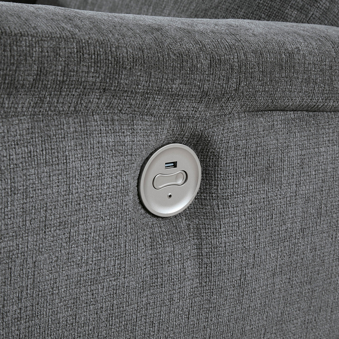 Barnsana Power Reclining Sofa and Recliner from Signature Design by Ashley in Gray with Power Recline, USB Port - Closeup detail