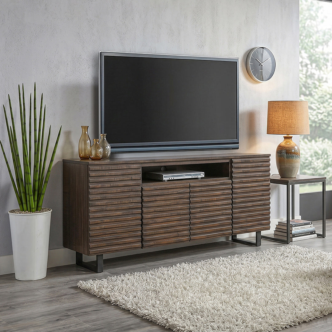 Parker Media Console from Sunny Designs, Inc. in Brown - Lifestyle view