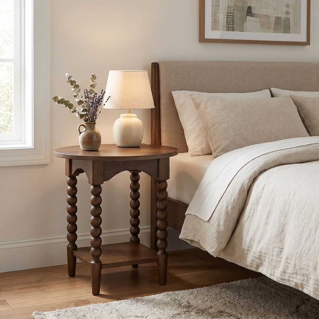 Mabel Round End Table from Sandberg Furniture in Veneer - Detail view