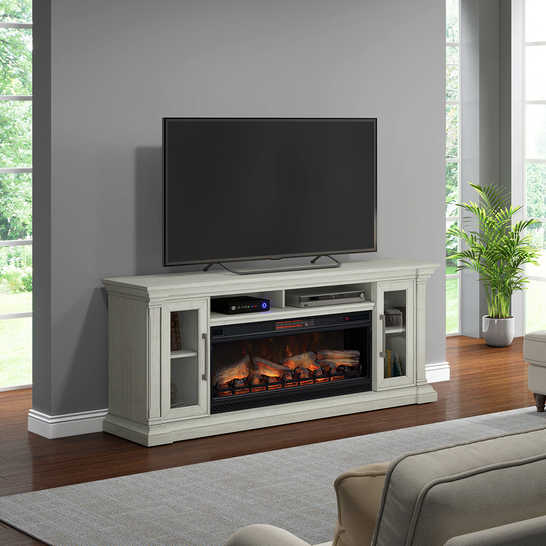 Christopher Media Mantel with Fireplace - 74 Inches