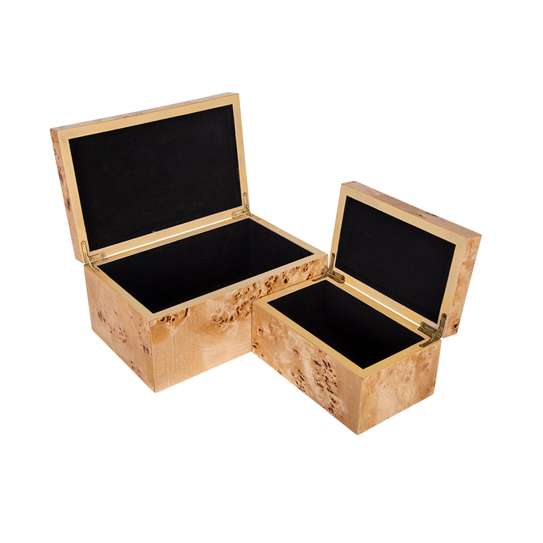 Burl Wood Storage Boxes (Set of 2)