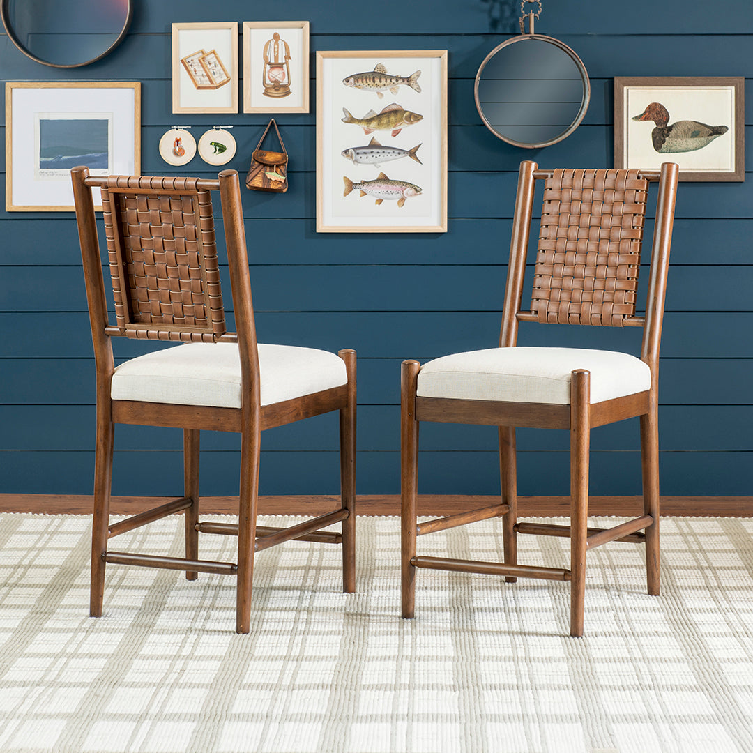 Lake House Counter Dining Set (5pc) (Seats 6-8) from Legacy Classic Furniture in Blue Faux Leather / Leather-Look - Lifestyle view