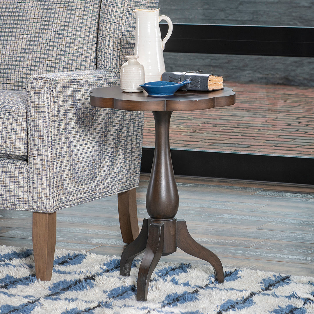 Lake House Round Side Table from Legacy Classic Furniture in Brown Veneer - Side view