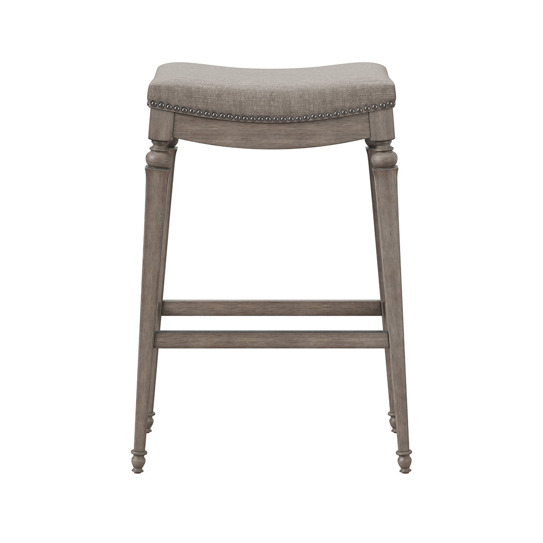 Bar stool with upholstered seat on a white background