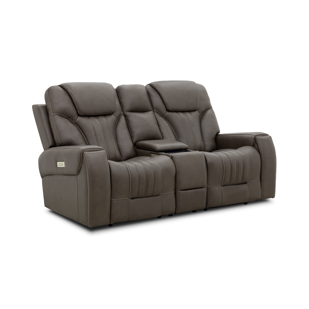 Clark Zero-G Home Theater Leather Loveseat with Console