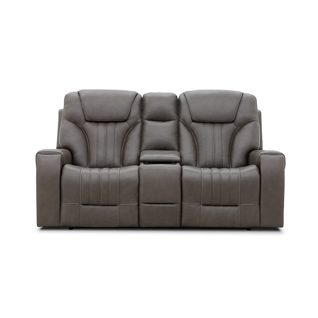 Clark Zero-G Home Theater Leather Loveseat with Console